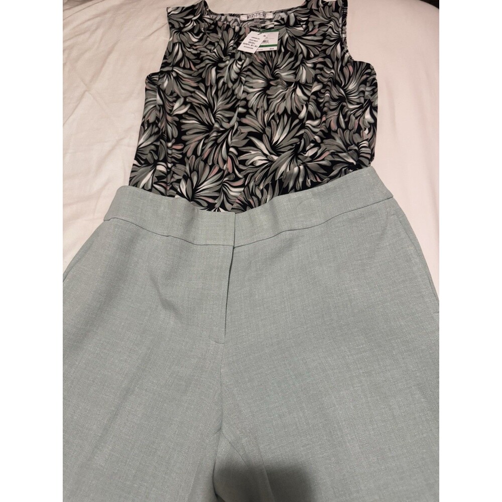 Kasper Women’s Green Stretch Slim Fit Flat Front Straight Leg Dress Pants 12 - Picture 10 of 11